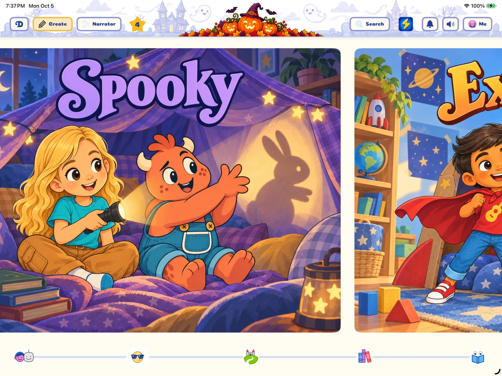 Choose the mood of their story on iPad.